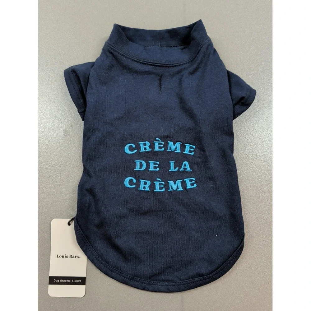 Louis Barx Navy‎ Blue Creme De La Creme Dog Graphic T-Shirt Size M NWT